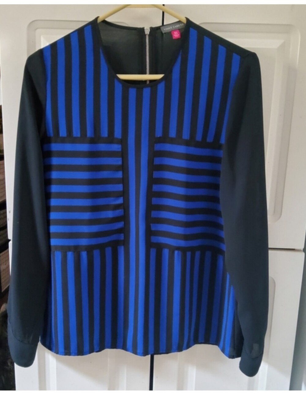 Vince Camuto Blue and Black Striped Blouse